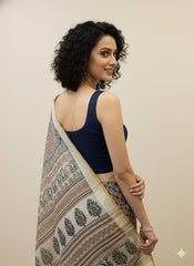 Navy Cotton Flex Blouse