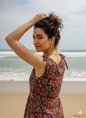 Kalamkari Noodle Strap Dress