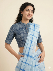 Indigo Dyed Hand Block Printed Blouse