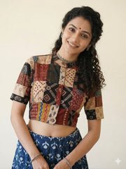Patchwork AJRAKH Printed Cotton Blouse