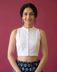 Plain White Cotton Flex Khadi Blouse