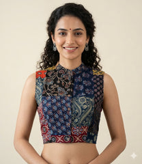 Patchwork AJRAKH Printed Cotton Blouse
