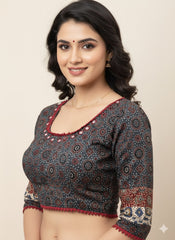 AJRAKH Padded Blouse with Mirror Work