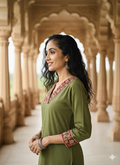 Khadi Cotton Flex Kalamkari Border Kurti