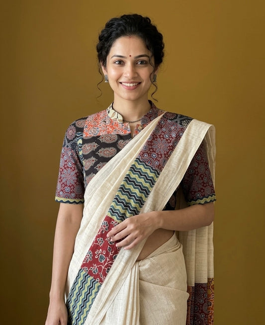 Patchwork AJRAKH Printed Cotton Blouse