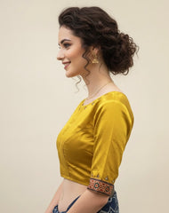 Ajrakh Mashru Silk Mirror Work Padded Blouse