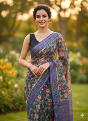 Hand Block Printed Chanderi Silk Saree
