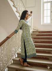 Ajrakh Dabo Printed Mul Cotton Kurti