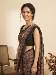 AJRAKH Printed Modal Silk Saree