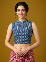 Indigo Dyed Hand Block Printed Blouse