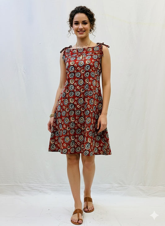 Kalamkari Noodle Strap Dress