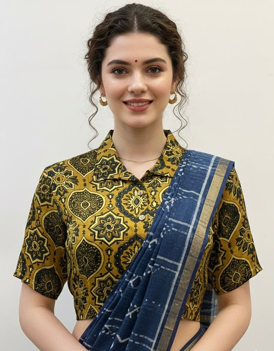 Modal Silk AJRAKH Printed Blouse