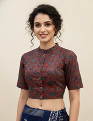 AJRAKH Hand Block Printed Cotton Blouse