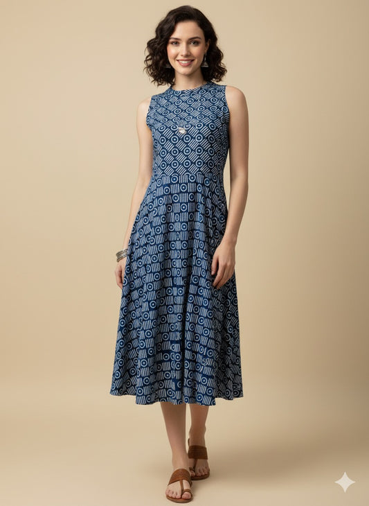 Indigo Dyed Halter Neck Dress