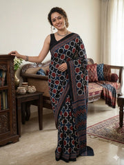 AJRAKH Printed Modal Silk Saree