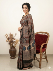 AJRAKH Printed Modal Silk Saree
