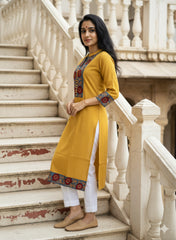Khadi Cotton Flex Kalamkari Border Kurti