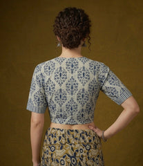 Indigo Dyed Hand Block Printed Collared Blouse