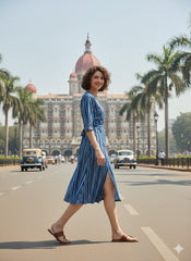 Indigo Dyed Wrap Around Dress