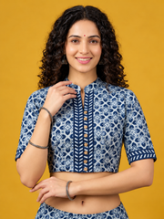 Indigo Dyed Hand Block Printed Blouse