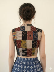 Patchwork AJRAKH Printed Cotton Blouse