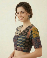 Patchwork AJRAKH Printed Cotton Blouse