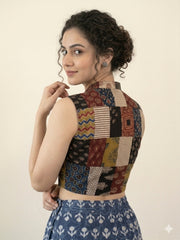 Patchwork AJRAKH Printed Cotton Blouse