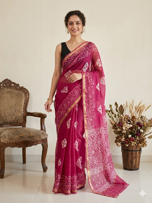 Bandhani Printed Kota Doriya Saree