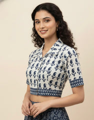 Indigo Dyed Collared Blouse