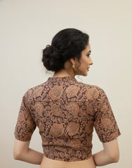 Kalamkari Hand Block Printed Blouse in Khadi