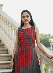 Hand Block Printed Sleeve Less Dress