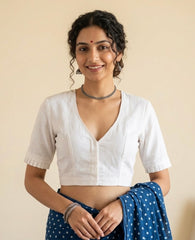 Plain White Cotton Flex Khadi Blouse