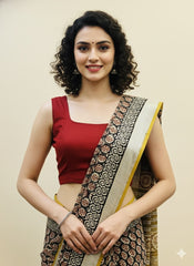 Red Cotton Flex Plain Blouse