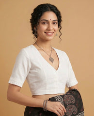 Plain White Cotton Flex Khadi Blouse