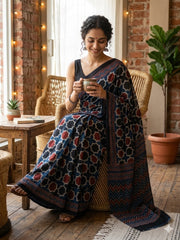 AJRAKH Printed Modal Silk Saree