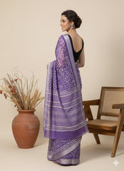 DABO Printed Cotton Linen Saree