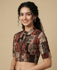 Patchwork AJRAKH Printed Cotton Blouse