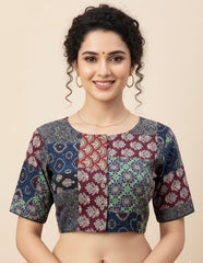 Patchwork AJRAKH Printed Cotton Blouse