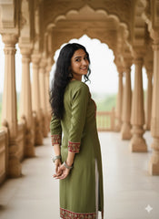 Khadi Cotton Flex Kalamkari Border Kurti