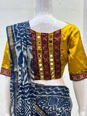 Ajrakh Mashru Silk Mirror Work Padded Blouse