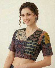Patchwork AJRAKH Printed Cotton Blouse