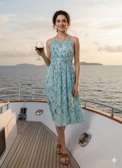 Shibori Art Dyed Halter Neck Dress