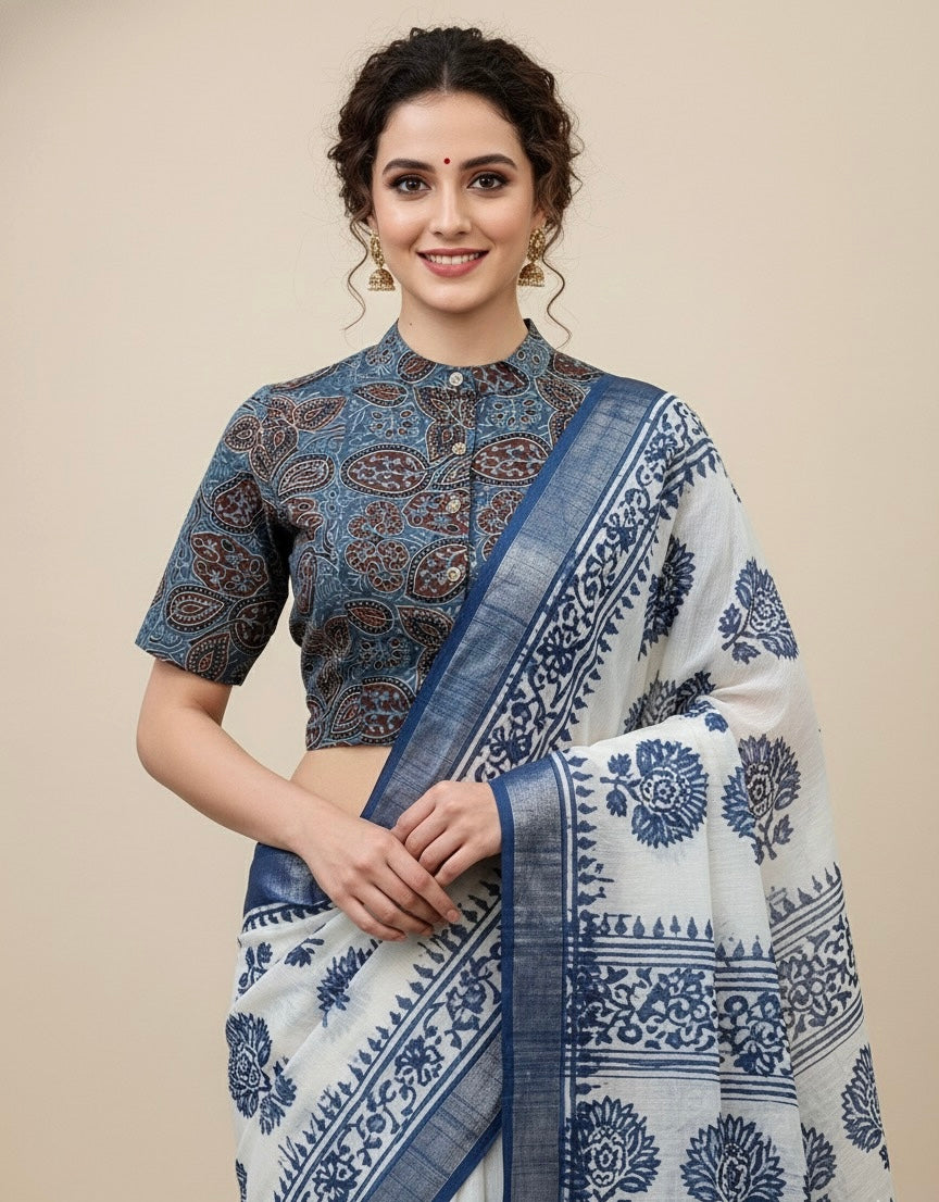 AJRAKH Hand Block Printed Cotton Blouse
