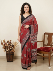 AJRAKH Printed Modal Silk Saree
