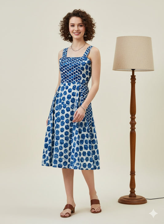 Indigo Dyed Strap Dress