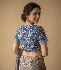 Indigo Dyed Hand Block Printed Collared Blouse