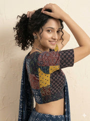 Patchwork AJRAKH Printed Cotton Blouse