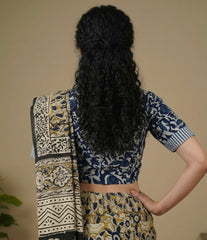 Indigo Dyed Hand Block Printed Collared Blouse