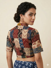 Patchwork AJRAKH Printed Cotton Blouse