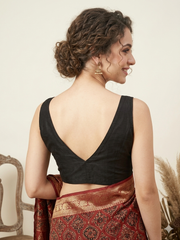AJRAKH Printed Dola Silk Saree
